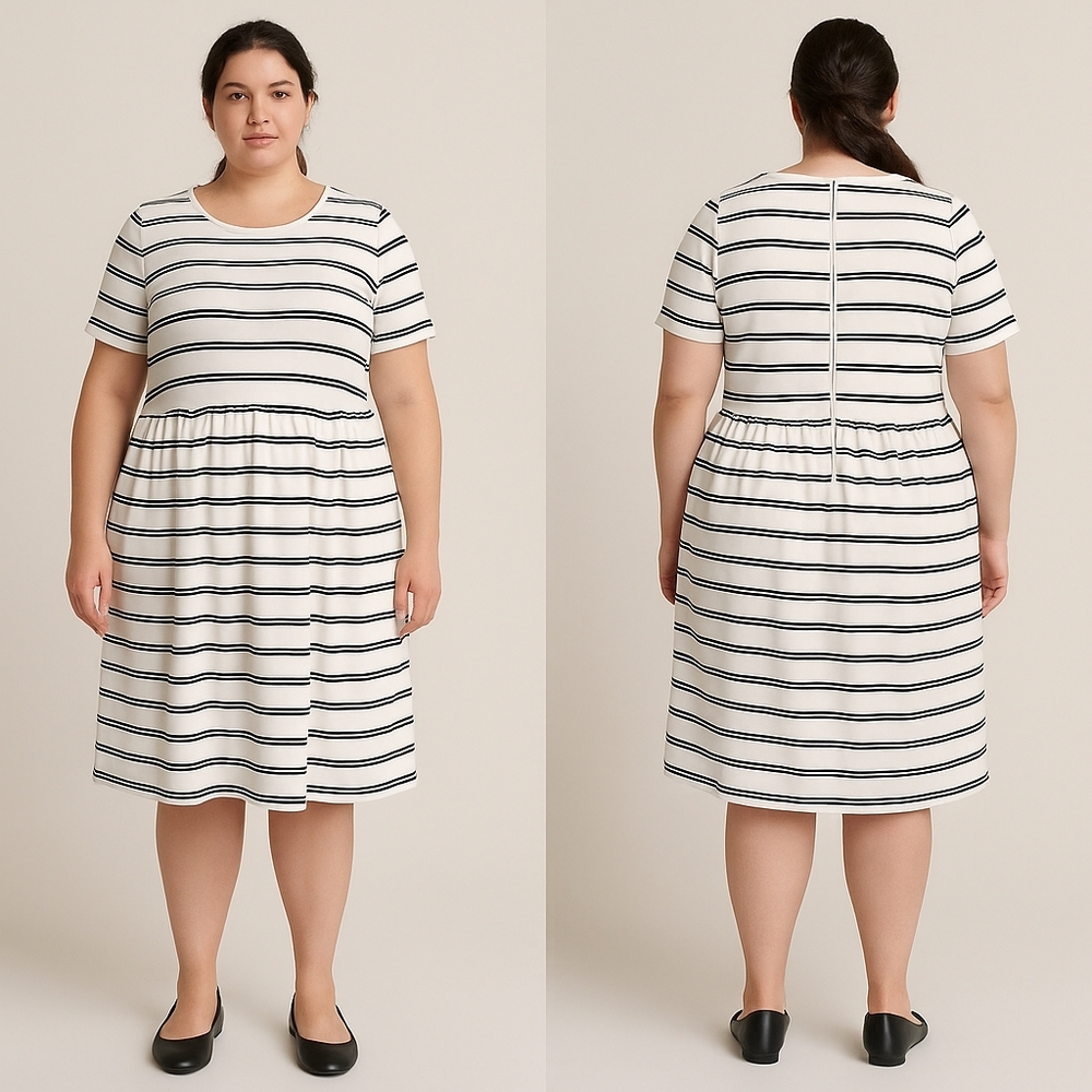 LuLaRoe Amelia 2xl Striped Midi Dress Casual Minimalist Relaxed Modest Everyday